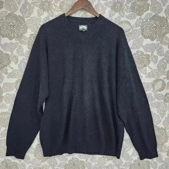 Tommy Bahama Heavy Cotton blend V neck Pullover Men's Black Sweater XL 3512C - Picture 1 of 5